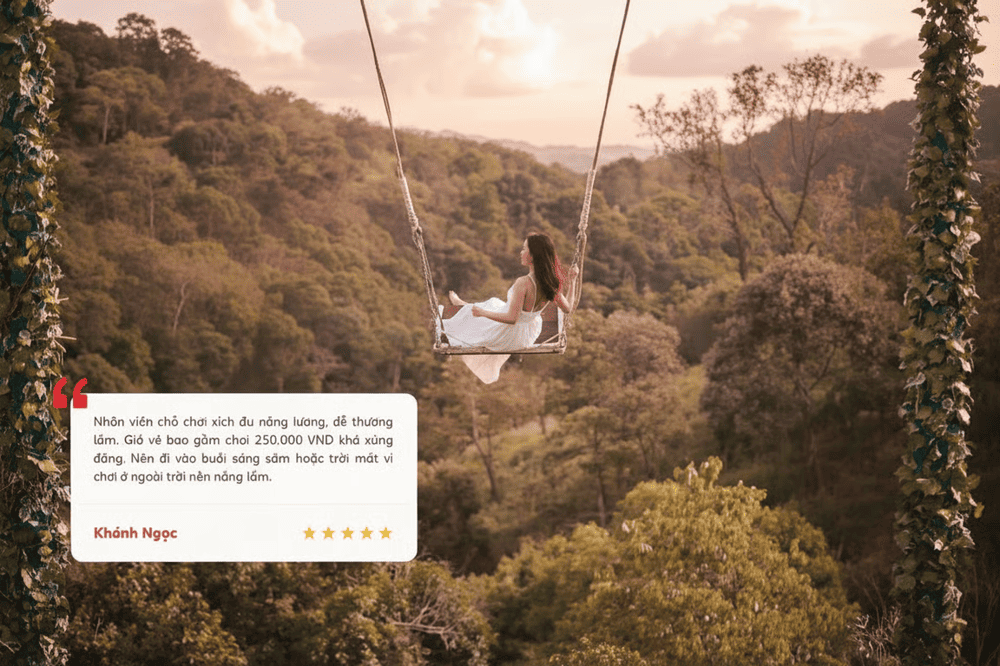 Cảm nhận của du khách khi tham gia chơi xích đu Bali tại Cao Nguyên Hoa Đà Lạt.